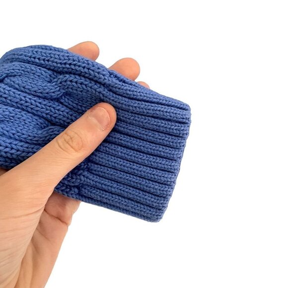 Lands' End blue buttons long sleeved knit crewneck warm sweater cotton top - Picture 4 of 5